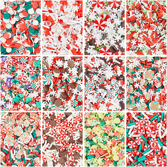 120g 12 стили рождественские кабошоны ручной работы из полимерной глины, разнообразные