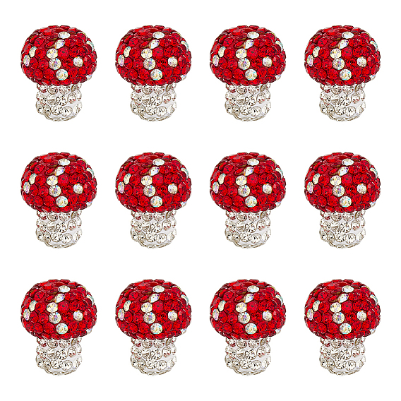 12шт. бусины из полимерной глины ручной работы со стразами, гриб