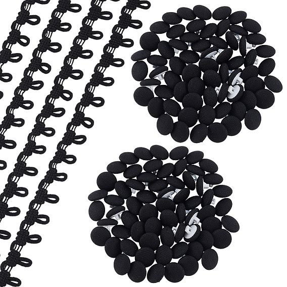 3 ярдов нейлоновой тесьмы с эластичными петлями для пуговиц, с картонной демонстрационной карточкой 1opc, 150шт. пластиковые пуговицы с хлопчатобумажной ножкой