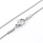 Женские 304 коробка из нержавеющей стали цепи ожерелья, с карабин-лобстерами , 17.7 дюйм (450 мм)