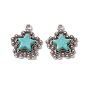 Synthetic Turquoise Pendants, Star Charms, with Rack Plating Alloy Findings