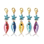 Подвеска в виде рыбьей стеклянной рыбки и синтетической бирюзы с морскими звездами, с 304 из нержавеющей стали Lobster Claw застежками