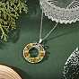 Colliers avec pendentif en verre transparent et éclat de péridot naturel, en fil de laiton enroulé autour d'une chaîne., couleur argent plaqué