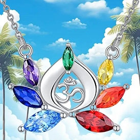 Alloy Pendant Necklaces, Flower, Colorful