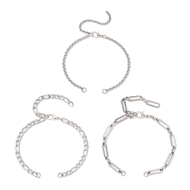 3 шт. 3 стили 304 изготовление браслетов-цепочек из нержавеющей стали, с цинковым сплавом застежками омаров коготь