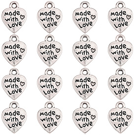 100Шармы из сплава в тибетском стиле, сердце с словом Сделано с любовью, на день Святого Валентина