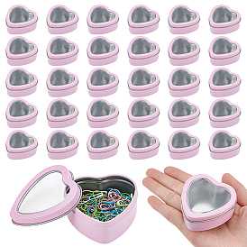 32Pcs Heart Shaped Iron Packing Boxes with Visible Window Lid