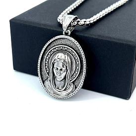 Ожерелья из нержавеющей стали с подвеской Девы Марии для мужчин