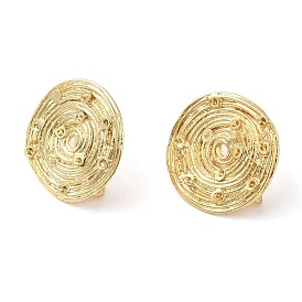 Brass Stud Earring Findigs, with Vertical Loops, Flat Round