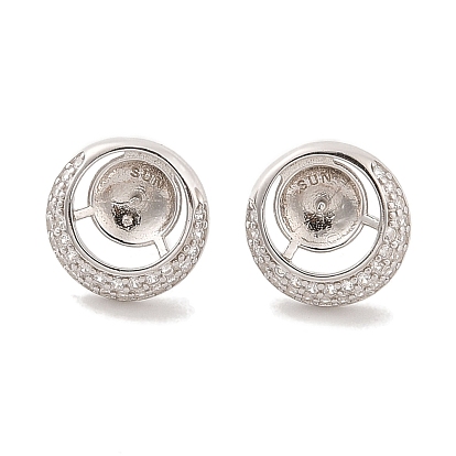 925 Серьги из стерлингового серебра с микропаве и фианитами, за половину пробурено бисера, плоско-круглые