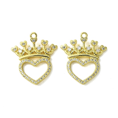 Кулоны из экологически чистой латуни с микропаве и кубическим цирконием, долговечный, реальный 18 k позолоченный, без кадмия и без свинца, сердце