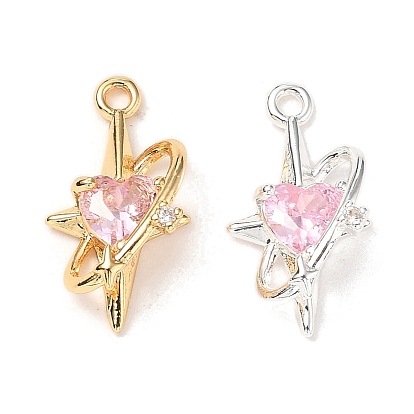 Латунные микро проложить кубического циркония подвески, без кадмия, без никеля и без свинца, планета с сердцем, граненые