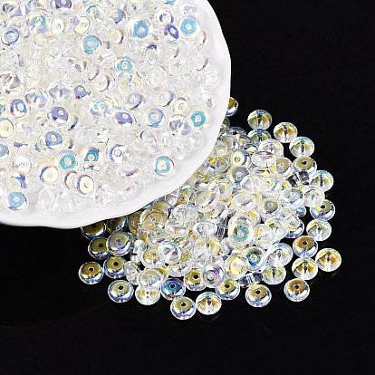 Perlas de vidrio de arcoíris de colores transparentes, Rondana plana