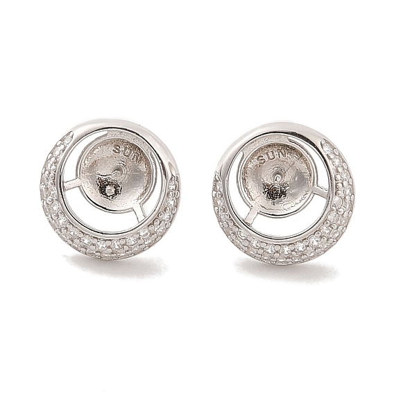 925 Серьги из стерлингового серебра с микропаве и фианитами, за половину пробурено бисера, плоско-круглые