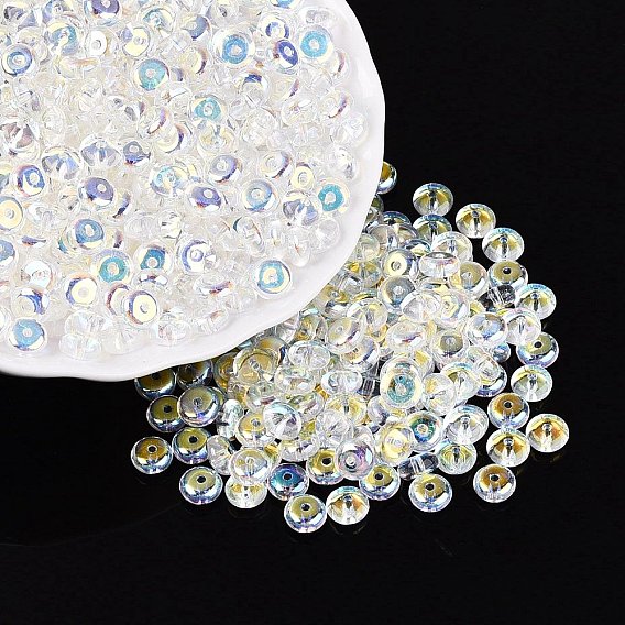 Transparent Colours Rainbow Glass Seed Beads, Rondelle