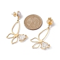 Butterfly Shell Pearl Dangle Stud Earrings, Copper Wire Long Drop Earrings