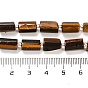 Natural Tiger Eye Beads Strands, with Seed Beads, Faceted Column