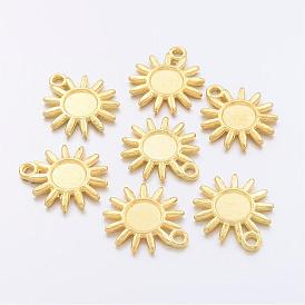 Tibetan Style Alloy Pendant Cabochon Settings, Lead Free and Cadmium Free, Sunflower