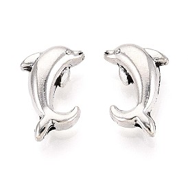 Сплавочные овальные бусины тибетского стиля , дельфин, без кадмия и без свинца