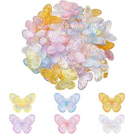 60шт 6 цвета гальванизированные акриловые подвески, с покрытием AB цвета, бабочка