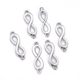 Tibetan Style Alloy Link, Infinity, Cadmium Free & Lead Free, 8.5x29x1mm, Hole: 2mm, about 1280pcs/1000g