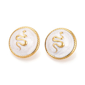 304 серьги из нержавеющей стали эмаль, ионное покрытие (ip), полукруглый со змеей, реальный 18 k позолоченный