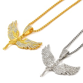 Angel Shape Rhinestone Pendant Necklace with Zinc Alloy Box Chains