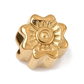 304 Stainless Steel European Beads, Large Hole Beads, Flower