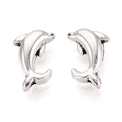 Сплавочные овальные бусины тибетского стиля , дельфин, без кадмия и без свинца