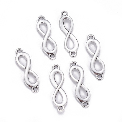 Tibetan Style Alloy Link, Infinity, Cadmium Free & Lead Free, 8.5x29x1mm, Hole: 2mm, about 1280pcs/1000g