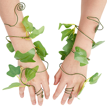 1Pair Leaf Pvc with Iron wire Upper Arm Cuff Bangles for Women