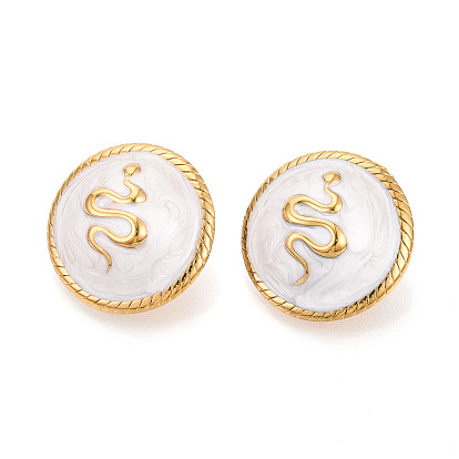 304 серьги из нержавеющей стали эмаль, ионное покрытие (ip), полукруглый со змеей, реальный 18 k позолоченный