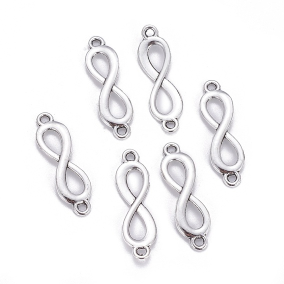 Tibetan Style Alloy Link, Infinity, Cadmium Free & Lead Free, 8.5x29x1mm, Hole: 2mm, about 1280pcs/1000g