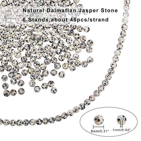 Dalmatiner Jaspis Natursteinperle Stränge, Runde