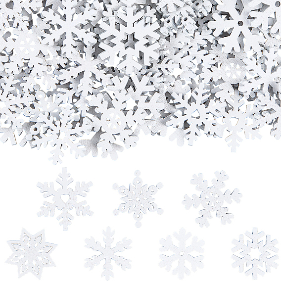 1сумка с рождественскими деревянными кабошонами, окрашенные, снежинка