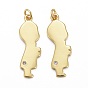 Brass Micro Pave Clear Cubic Zirconia Pendants, Long-Lasting Plated