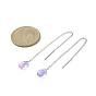 Long Chain with Transparent Glass Beads Dangle Stud Earrings, 304 Stainless Steel Ear Thread for Women, Teardrop