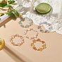 5Pcs 5 Color Glass Plum Blossom & Imitation Pearl Beaded Stretch Bracelets Set, Stackable Bracelets for Girls