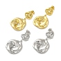 304 Stainless Steel Stud Earrings, Twist Flat Round