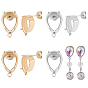 4 Pairs 2 Colors 304 Stainless Steel Stud Earring Findings, Earring Setting for Rhinestone, with Ear Nuts and Horizontal Loops, Teardrop