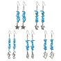 Серьга с подвесками из синтетической бирюзы, длинные серьги-капли из сплава