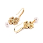 Clover Sparkling Cubic Zirconia Dangle Earrings for Her, Real 18K Gold Plated Brass Earrings with Acrylic Pearl Beads