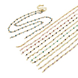 El collar de cadena de cobre amarillo, con piedras preciosas naturales, chapado en rack, larga duración plateado, real 18 k chapado en oro