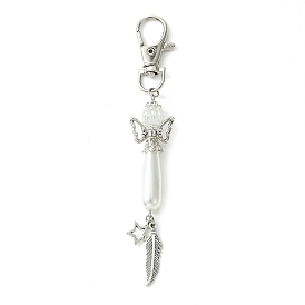 Angel Acrylic & Glass Pendant Decoration, Alloy Swivel Lobster Claw Clasps Charms for Bag Ornaments