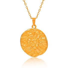 304 Женские ожерелья с подвесками в виде дисков из текстурированной нержавеющей стали