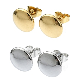 201 Stainless Steel Stud Earrings, with 304 Stainless Steel Pins, Plain Flat Round