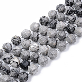 Натуральный камень-карта / камень пикассо / нити из бисера пикассо, круглые, граненые