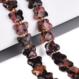 Rhodonite naturelles brins de perles, papillon, avec des perles de rocaille