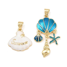 Латунь эмаль подвески, подвески в форме ракушек, без свинца и без кадмия, долговечный, реальный 18 k позолоченный, стойки покрытие
