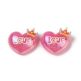 Glitter Plated Resin Cabochons, Heart